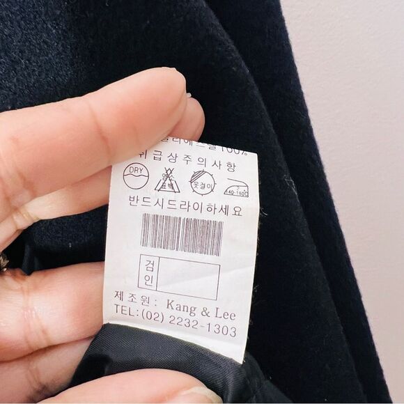 New Kang & Lee Black Wool one button Women's fitted Blazer Sz S with pockets - Picture 7 of 11